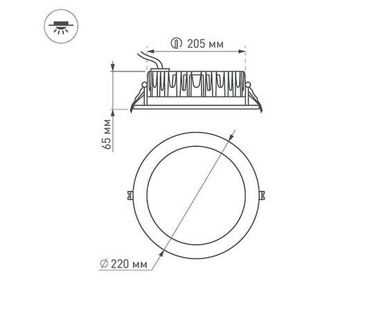 Встраиваемый светодиодный светильник Arlight LTD-220WH-Frost-30W Warm White 110deg 021070, изображение 5