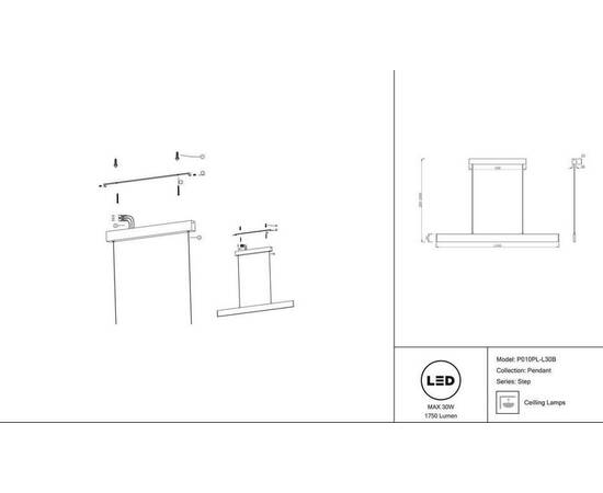 Подвесной светодиодный светильник Maytoni Step P010PL-L30B, изображение 3