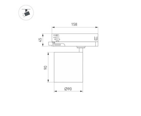 Трековый трехфазный светильник Arlight LGD-DYKE-4TR-R90-26W Day4000 (BK, 50 deg, 230V) 052289, изображение 2