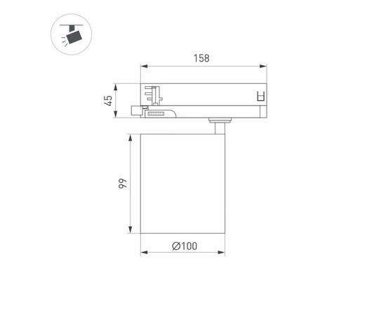 Трековый трехфазный светильник Arlight LGD-DYKE-4TR-R100-36W Day4000 (BK, 50 deg, 230V) 052293, изображение 2