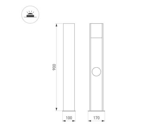Ландшафтный светильник Arlight LGD-SEKVOYA-BOLL-SOCKET-H900-11W Warm3000 (BK, 120 deg, 230V) 050734, изображение 2