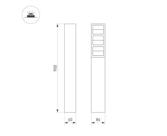 Ландшафтный светильник Arlight LGD-TILLIS-BOLL-H900-12W Warm3000 (GR, 92 deg, 230V) 050729, изображение 2