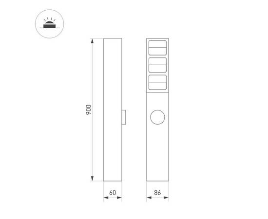 Ландшафтный светильник Arlight LGD-TILLIS-BOLL-SOCKET-H900-12W Warm3000 (GR, 92 deg, 230V) 055038, изображение 2