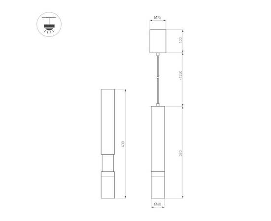Подвесной светильник Arlight SP-ARTEMIS-HANG-P-R60-15W Warm3300-MIX (BK, 8-80 deg, 230V, TRIAC) 0561, изображение 2