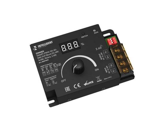 Диммер Arlight SMART-PWM-101-83-DIM-SUF Black (12-48V, 1x20A, Rotary, 2.4G) 028174(1)