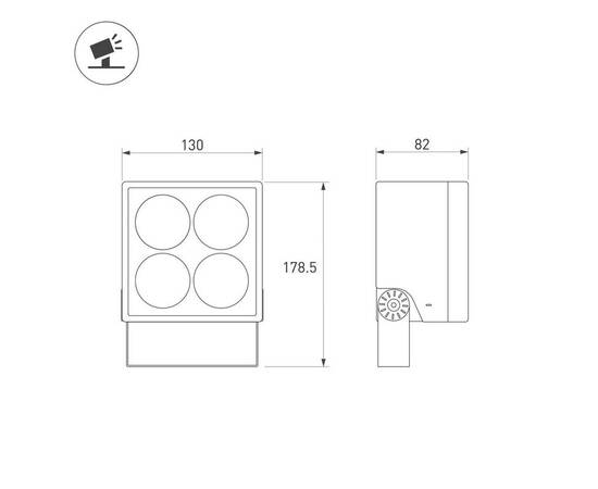 Прожектор Arlight ALT-BLOCK-S130x130-15W Day4000 (GR, 36 deg, 230V) 055242, изображение 4