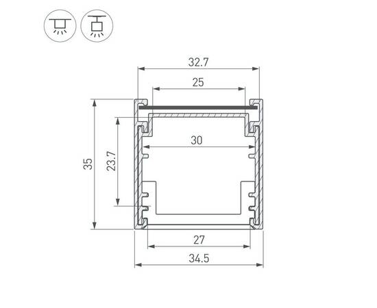 Профиль Arlight LINE-3535-BENT-SIDE-2000 ANOD 055738, изображение 5