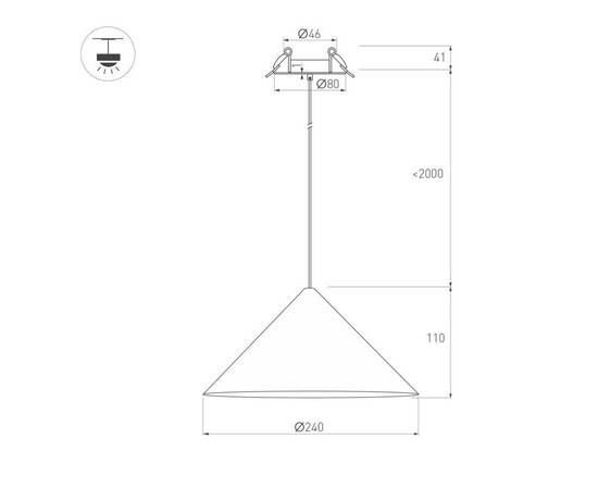 Подвесной светильник Arlight SP-MAKOTO-R240-10W Warm2700 (WH, 36 deg, 230V, TRIAC) 057210, изображение 3