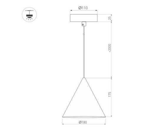 Подвесной светильник Arlight SP-MAKOTO-R180-10W Warm2700 (BK, 36 deg, 230V, TRIAC) 057206, изображение 2