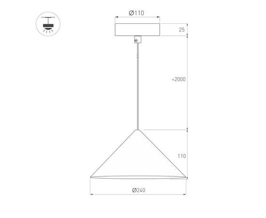 Подвесной светильник Arlight SP-MAKOTO-R240-10W Warm3000 (BK, 36 deg, 230V, TRIAC) 057212, изображение 3