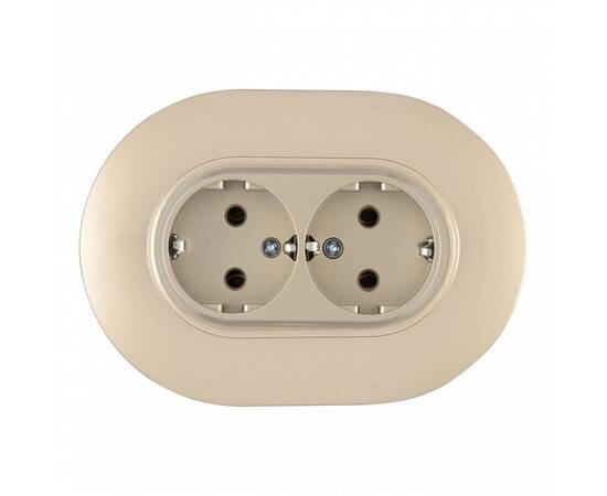 Круглая розетка двойная с/з и шторками Arte Milano SET08-double-40-2 shampan