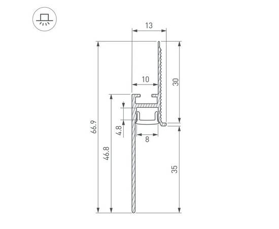 Профиль Arlight PLINTUS-FANTOM-BENT-H35-SIDE-2000 BLACK 043676(1), изображение 3