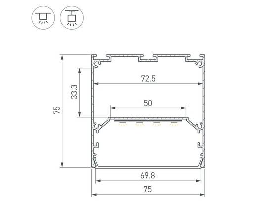 Профиль Arlight LINE-M-7575-2000 WHITE 058157, изображение 3