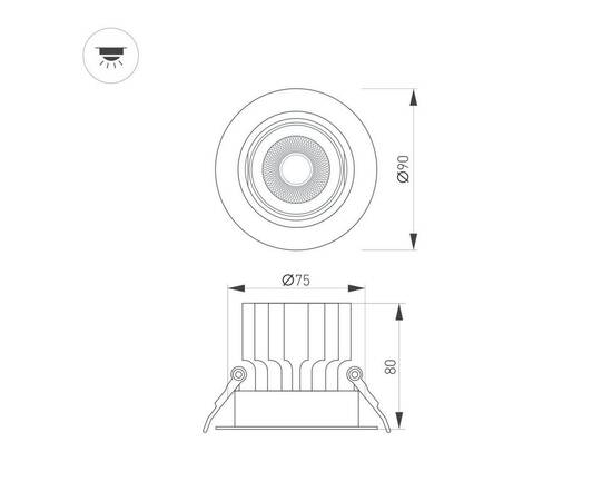Встраиваемый светильник Arlight MS-VORTEX-BUILT-R90-12W Warm3000 (WH-WH, 40 deg, 230V) 043479, изображение 2