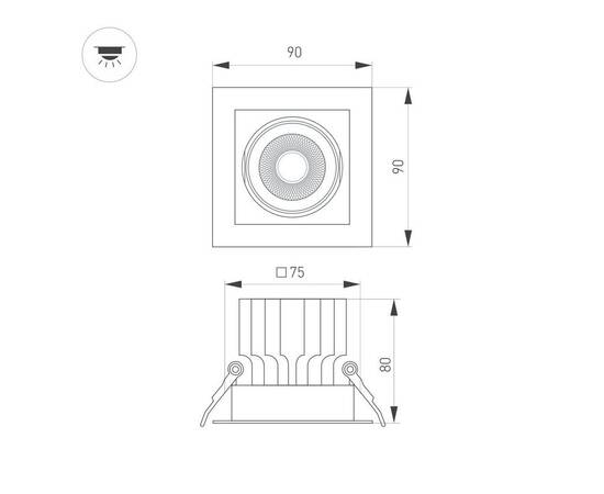 Встраиваемый светильник Arlight MS-VORTEX-BUILT-S90x90-12W Warm3000 (BK-BK, 40 deg, 230V) 057954, изображение 2