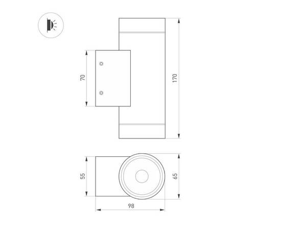 Уличный настенный светильник Arlight LGD-RAY-WALL-TWIN-R65-2x9W Warm3000 (GR, 23 deg, 230V) (IP65 Ме, изображение 2