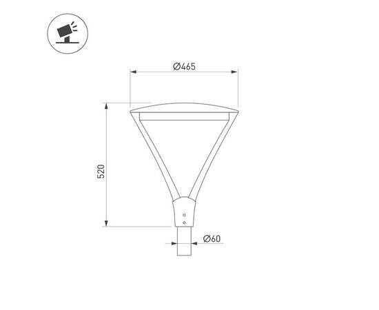 Уличный светильник Arlight ALT-OSARIS-50W Warm3000 (BK, 145х60 deg, 230V) (IP65 Металл) 051857, изображение 3