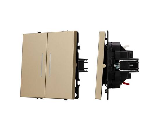 Механизм выключателя двухкавишный непроходной Arlight LED SWT-NOBE-MK02-SFPL-L-GD (230V, 10A) 054265