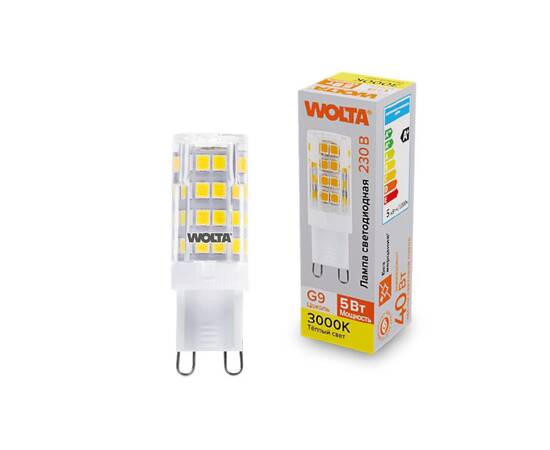 Светодиодная лампа WOLTA 5Вт 3000K G9 кукуруза матовая WSTD-JCD-5W3KG9-C
