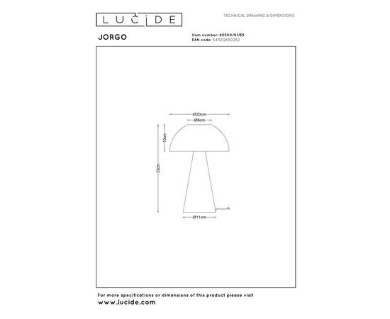 Настольная лампа Lucide Jorgo 65500/01/55, изображение 4