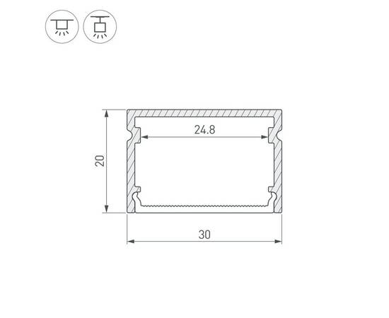 Профиль LINE-3020-3000 ANOD (Arlight, Алюминий) 062250, изображение 3