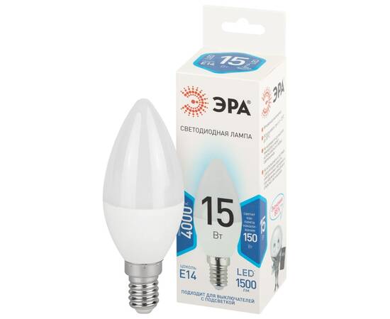 Лампа светодиодная Эра STD LED B35-15W-840-E14 4000K свеча, изображение 2