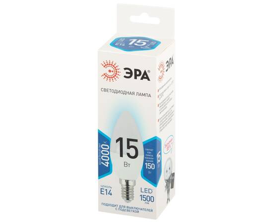 Лампа светодиодная Эра STD LED B35-15W-840-E14 4000K свеча, изображение 3