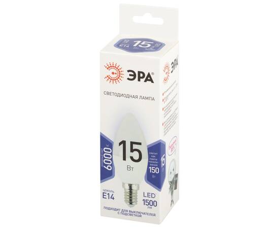 Лампа светодиодная Эра STD LED B35-15W-860-E14 6500K свеча, изображение 3