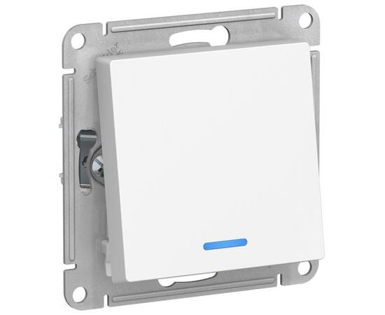 Переключатель 1-клавишный Systeme Electric ATLASDESIGN, с подсветкой, скрытый монтаж, белый