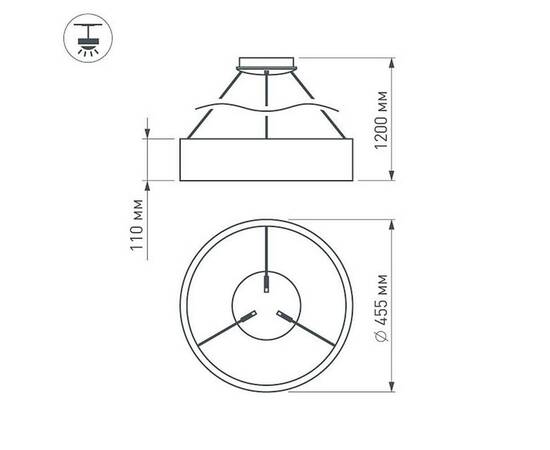 Подвесной светодиодный светильник Arlight SP-Tor-Ring-Hang-R460-33W Warm3000 023393(1), изображение 4