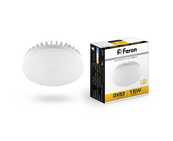 Лампа светодиодная Feron GX53 15W 2700K Таблетка Матовая LB-454 25834