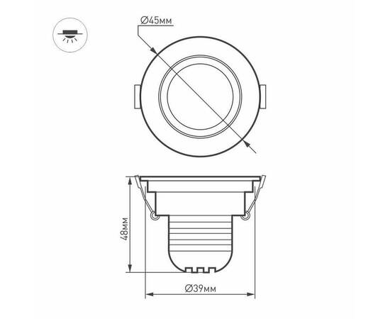 Мебельный светодиодный светильник Arlight LTM-R45WH 3W Day White 30deg 014912, изображение 3