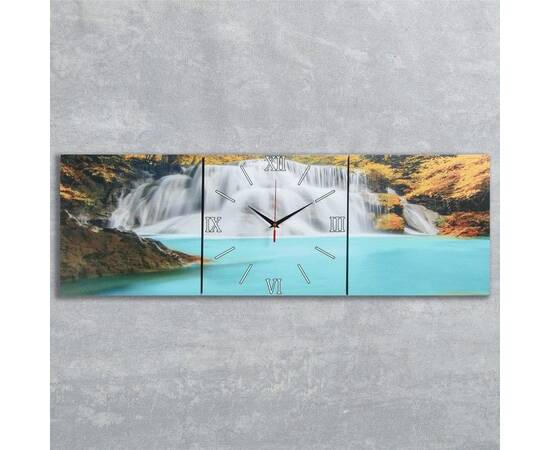 Часы-картина настенные прямоугольные «Лесной водопад», 35 × 105 см