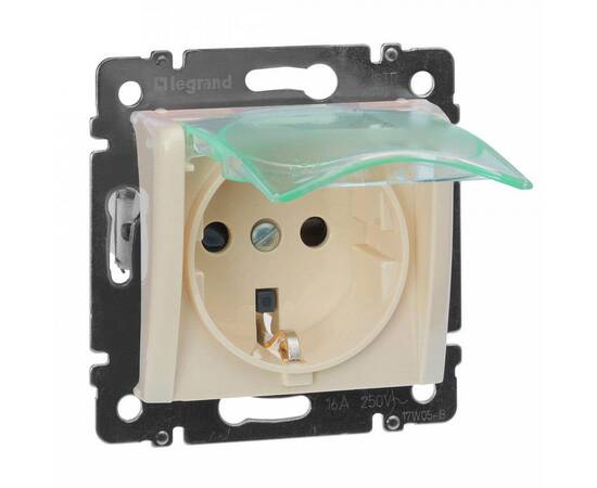 Розетка 2К+З Legrand Valena 16A 250V со шторками крышкой немецкий стандарт слоновая кость 774120