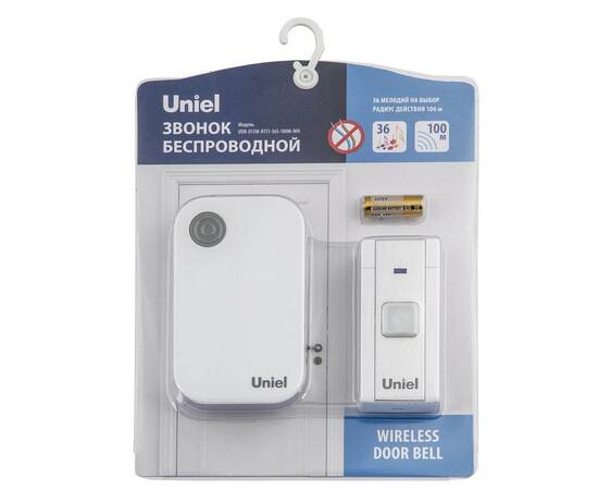 Звонок беспроводной Uniel UDB-013W-R1T1-36S-100M-WH UL-00006432, изображение 2