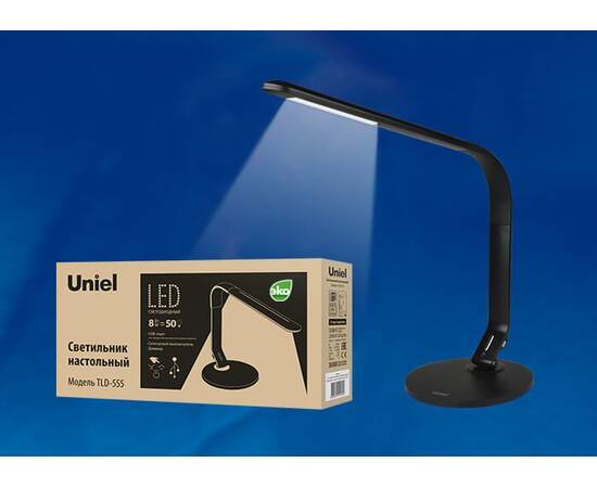 Настольная лампа Uniel TLD-555 Black/LED/500Lm/5500K/Dimmer/USB UL-00003648, изображение 2
