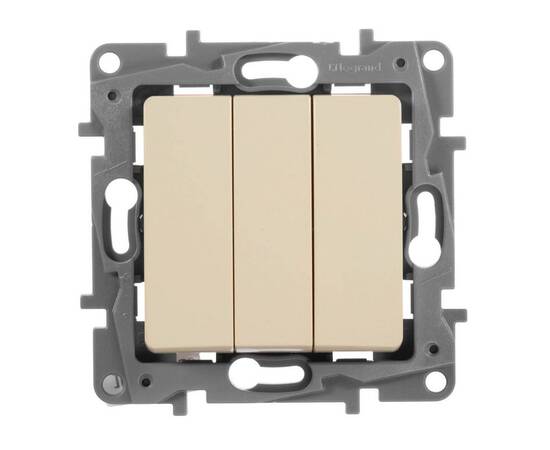 Выключатель трехклавишный Legrand Etika 10A 250V слоновая кость 672313, изображение 3