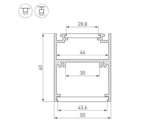 Профиль Arlight SL-ARC-5060-Line-2500 Black 029266, изображение 2