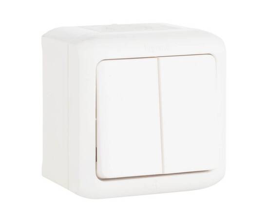 Выключатель двухклавишный Legrand Quteo 10A 250V белый 782302