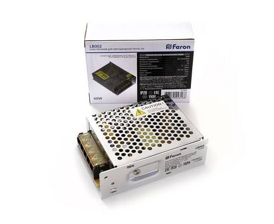 Блок питания для светодиодной ленты Feron LB002 12V 60W IP20 5A 41350, изображение 2
