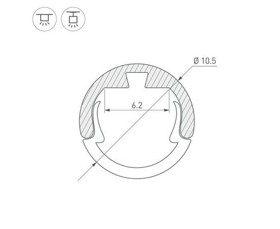 Профиль Arlight Round-D10.5-2000 Anod Black 033036, изображение 2