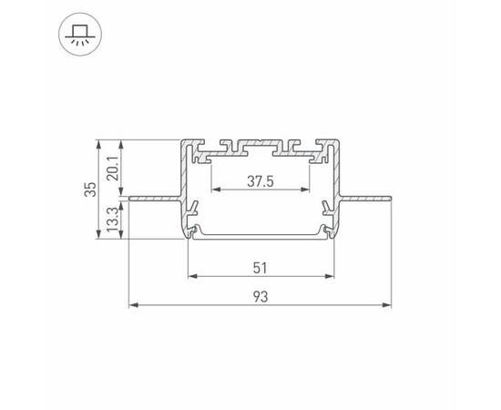 Встраиваемый профиль Arlight SL-Linia55-Fantom-2500 Anod 035650, изображение 2