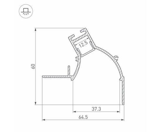 Профиль с боковым свечением Arlight ARH-Ceil-Bevel-Edge-2000 White 034981, изображение 2