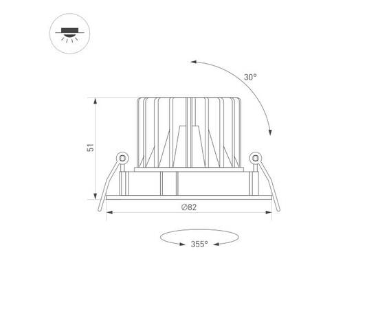 Встраиваемый светодиодный светильник Arlight MS-Forecast-Built-Turn-R82-8W Day4000 033658, изображение 2