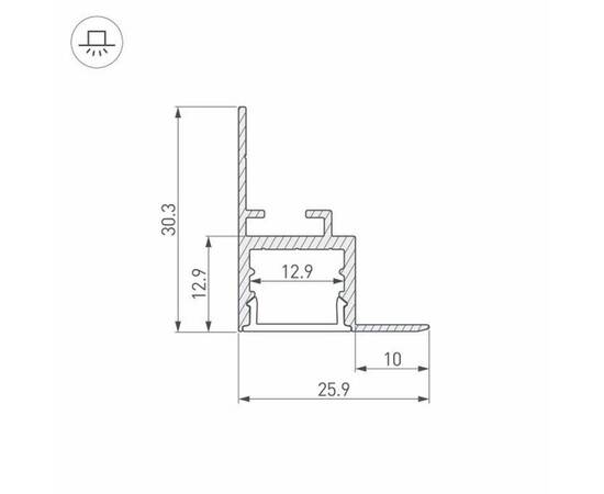 Встраиваемый профиль Arlight ARH-Ceil-S16-2000 Anod 034977, изображение 2