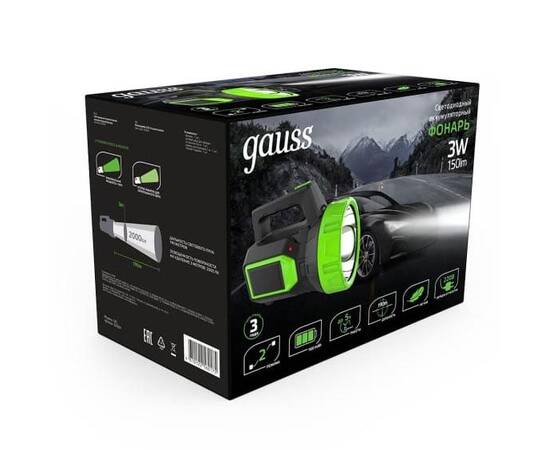 Прожекторный светодиодный фонарь Gauss аккумуляторный 149х111 150 лм GF604, изображение 3