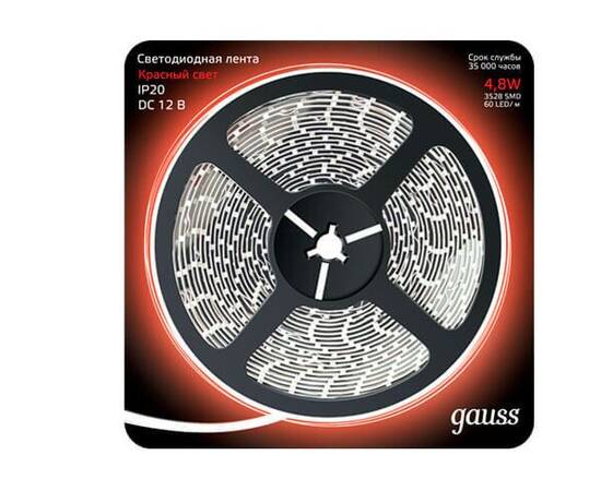 Светодиодная лента Gauss 4,8W/m 60LED/m 2835SMD красный 5M 312000705