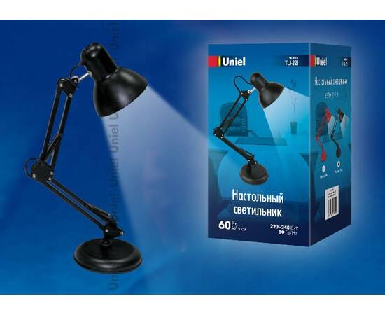 Настольная лампа Uniel TLI-221 Black E27 UL-00002120, изображение 2
