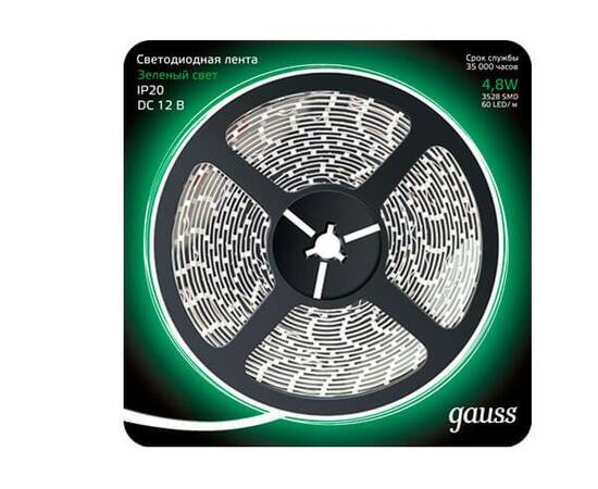 Светодиодная лента Gauss 4,8W/m 60LED/m 2835SMD зеленый 5M 312000605