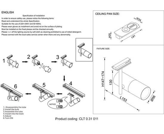 Трековый светильник Crystal Lux CLT 0.31 011 BL, изображение 2